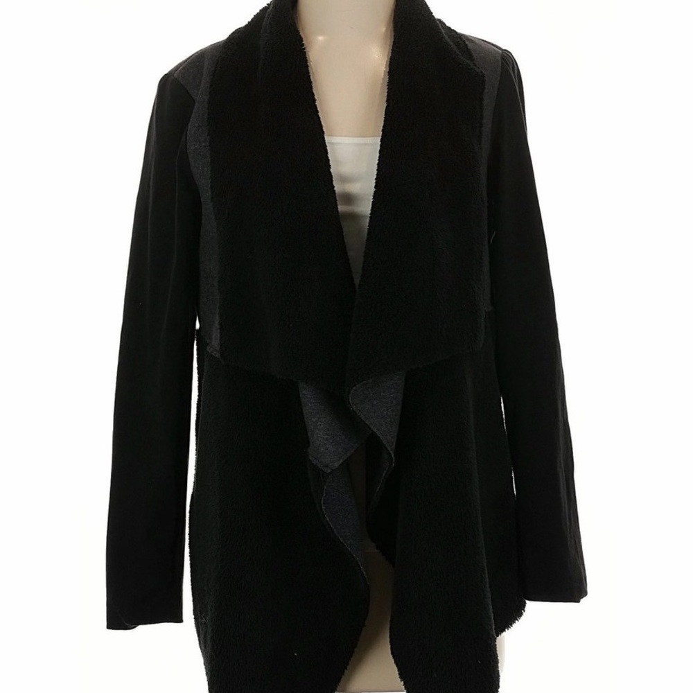 Splendid Black Sherpa Wrap Cardigan